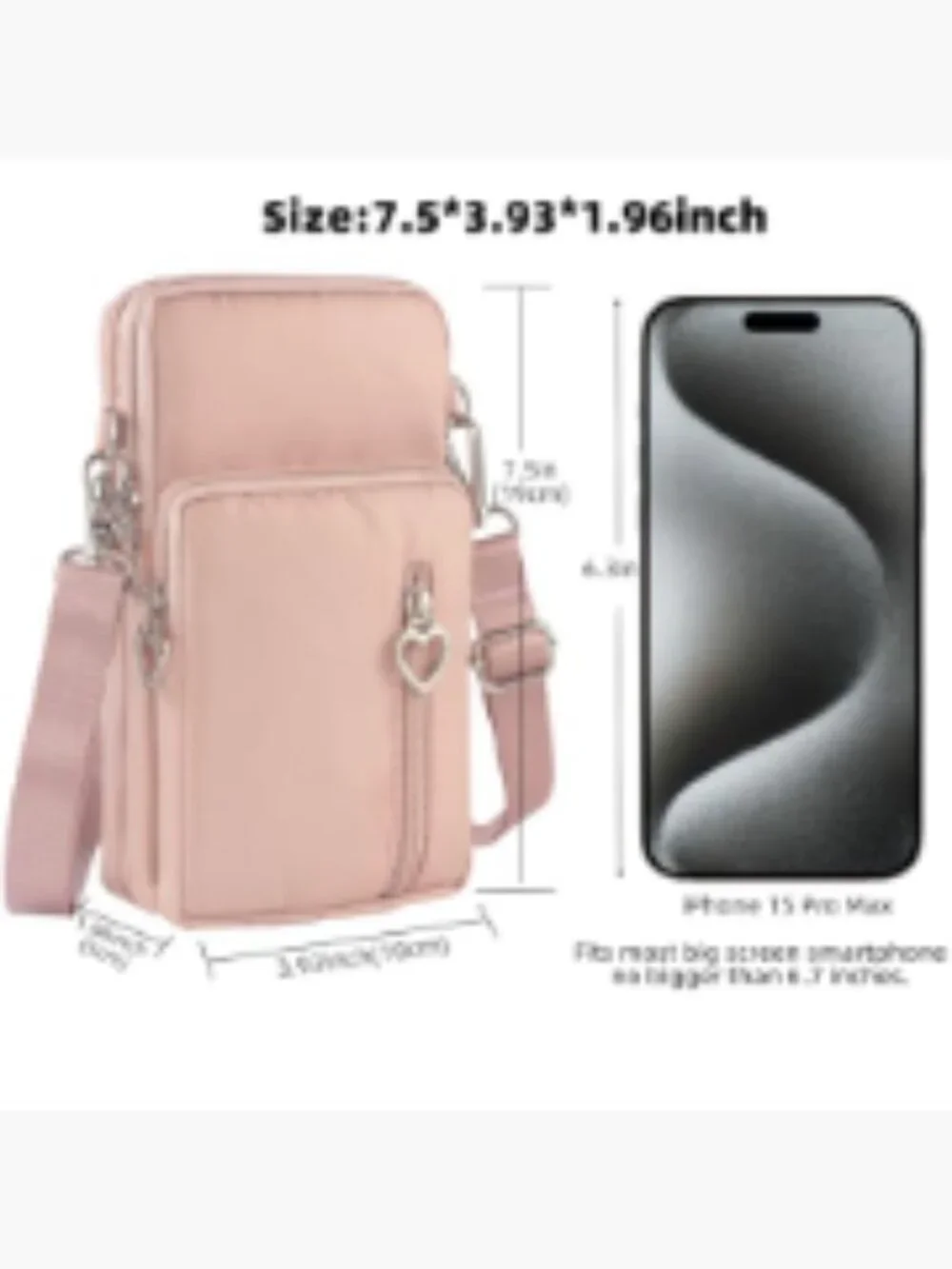 Women's Nylon Crossbody Bag with Detachable Strap, Phone Pocket & Wallet